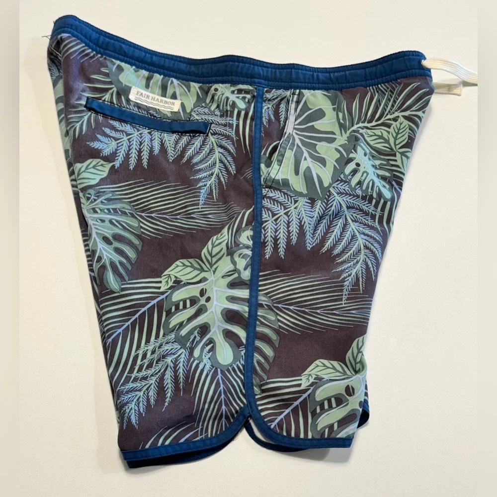 Fair Harbor Kids Anchor Swim Trunk Palm Leaf Beach Pool Youth Boys XL - Picture 4 of 14